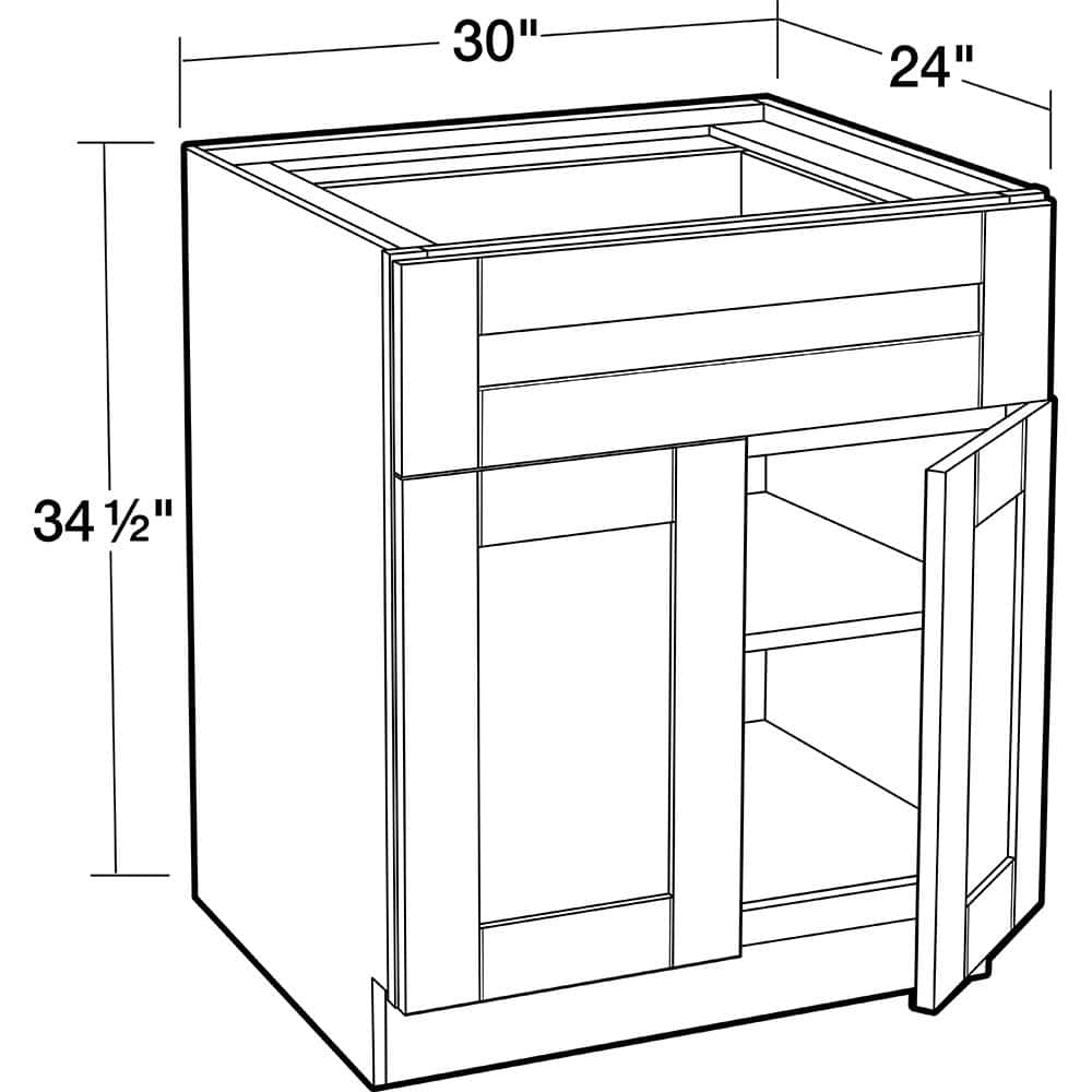 Contractor Express Cabinets Arlington Vessel Blue Plywood Shaker Stock Assembled Base Kitchen Cabinet Soft Close 30 in W x 24 in D x 34.5 in H