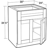 Contractor Express Cabinets Arlington Vessel Blue Plywood Shaker Stock Assembled Base Kitchen Cabinet Soft Close 30 in W x 24 in D x 34.5 in H