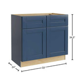 Contractor Express Cabinets Arlington Vessel Blue Plywood Shaker Stock Assembled Sink Base Kitchen Cabinet Soft Close 33 in W x 24 in D x 34.5 in H