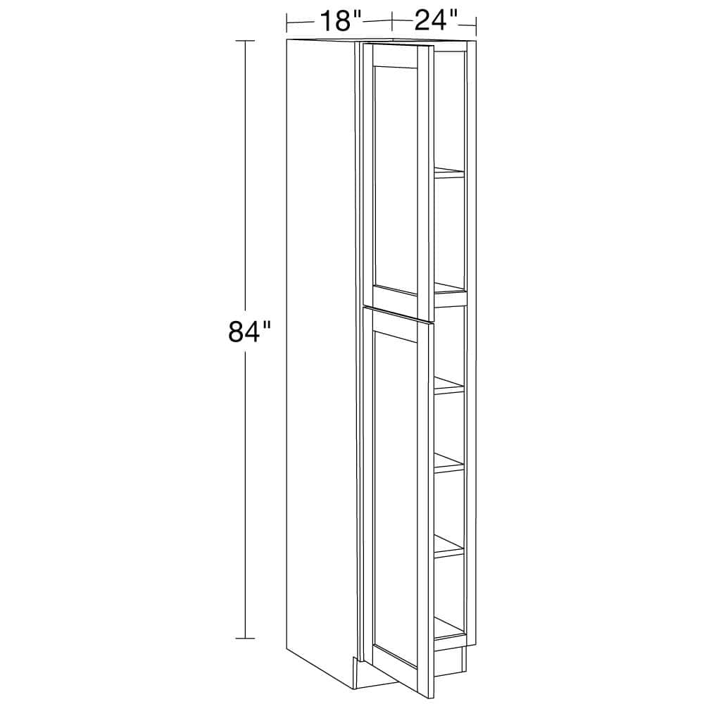 Contractor Express Cabinets Arlington Vessel Blue Plywood Shaker Stock Assembled Pantry Kitchen Cabinet Soft Close Left 18 in W x 24 in D x 84 in H