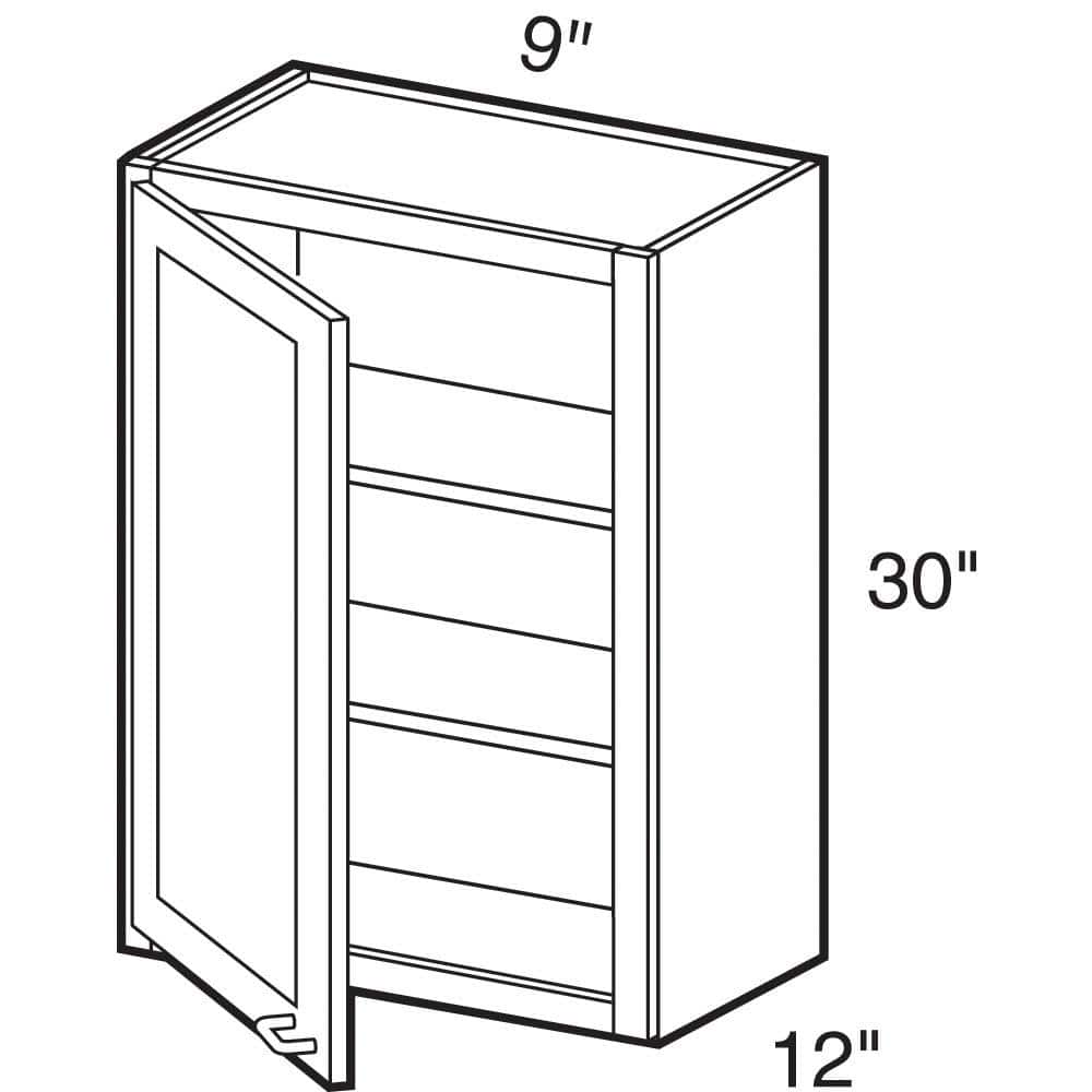 Contractor Express Cabinets Arlington Vessel Blue Plywood Shaker Stock Assembled Wall Kitchen Cabinet Soft Close Left 9 in W x 12 in D x 30 in H