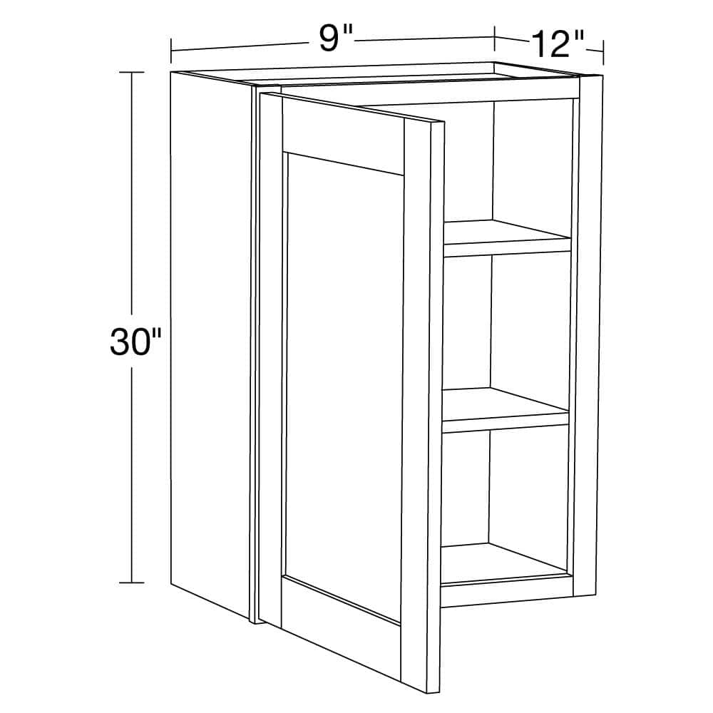 Contractor Express Cabinets Arlington Vessel Blue Plywood Shaker Stock Assembled Wall Kitchen Cabinet Soft Close Left 9 in W x 12 in D x 30 in H