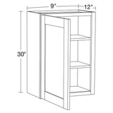 Contractor Express Cabinets Arlington Vessel Blue Plywood Shaker Stock Assembled Wall Kitchen Cabinet Soft Close Left 9 in W x 12 in D x 30 in H