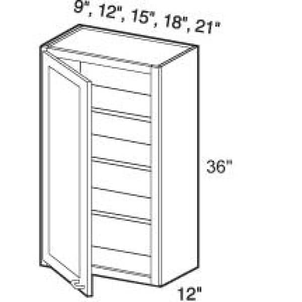 Contractor Express Cabinets Arlington Vessel Blue Plywood Shaker Stock Assembled Wall Kitchen Cabinet Soft Close Left 9 in W x 12 in D x 36 in H