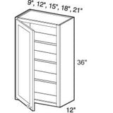 Contractor Express Cabinets Arlington Vessel Blue Plywood Shaker Stock Assembled Wall Kitchen Cabinet Soft Close Left 9 in W x 12 in D x 36 in H
