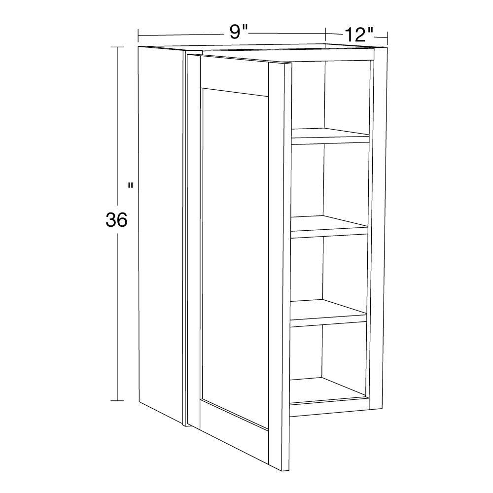 Contractor Express Cabinets Arlington Vessel Blue Plywood Shaker Stock Assembled Wall Kitchen Cabinet Soft Close Left 9 in W x 12 in D x 36 in H