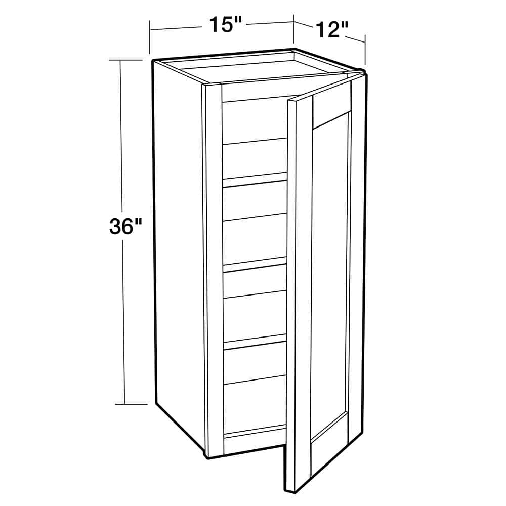 Contractor Express Cabinets Arlington Vessel Blue Plywood Shaker Stock Assembled Wall Kitchen Cabinet Soft Close Left 15 in W x 12 in D x 36 in H