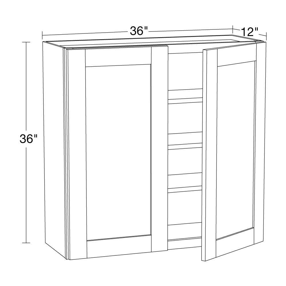 Contractor Express Cabinets Arlington Vessel Blue Plywood Shaker Stock Assembled Wall Kitchen Cabinet Soft Close 36 in W x 12 in D x 36 in H