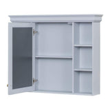 Tileon 35.50 in. W x 28.74 in. H Rectangular MDF Medicine Cabinet with Mirror, Storage Cabinet with 6 Open Shelves-Blue