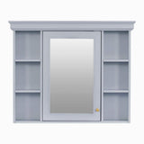 Tileon 35.50 in. W x 28.74 in. H Rectangular MDF Medicine Cabinet with Mirror, Storage Cabinet with 6 Open Shelves-Blue