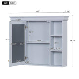 Tileon 35.50 in. W x 28.74 in. H Rectangular MDF Medicine Cabinet with Mirror, Storage Cabinet with 6 Open Shelves-Blue