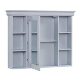 Tileon 35.50 in. W x 28.74 in. H Rectangular MDF Medicine Cabinet with Mirror, Storage Cabinet with 6 Open Shelves-Blue