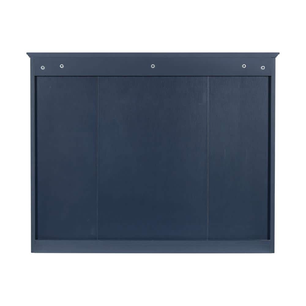 WELLFOR 35 in. W x 27.5 in. H MDF Rectangular Wall Medicine Cabinet with Mirror in Blue