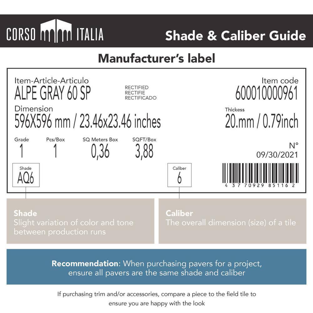 Bluestone Natural Cleft 6 in. x 6 in. x 0.75 in. Stone-Look Porcelain Paver Sample