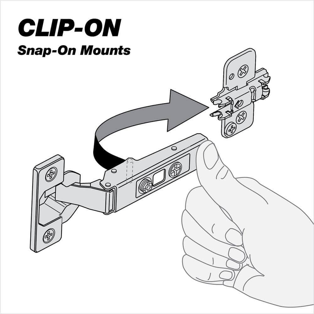 Richelieu Clip Half Overlay Frameless Cabinet Hinge, 35 mm, Spring-Closing (2-Pack)