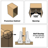 Richelieu Clip Half Overlay Frameless Cabinet Hinge, 35 mm, Spring-Closing (2-Pack)