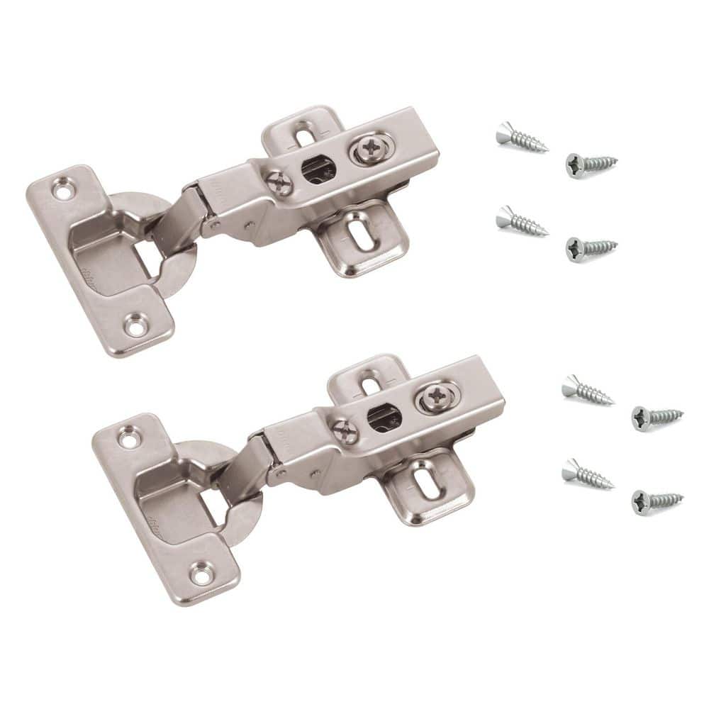 Richelieu Clip Half Overlay Frameless Cabinet Hinge, 35 mm, Spring-Closing (2-Pack)