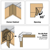Blum Clip Top Bi-Fold Corner Hinge for Frameless Cabinets, 35 mm, Spring-Closing (2-Pack)