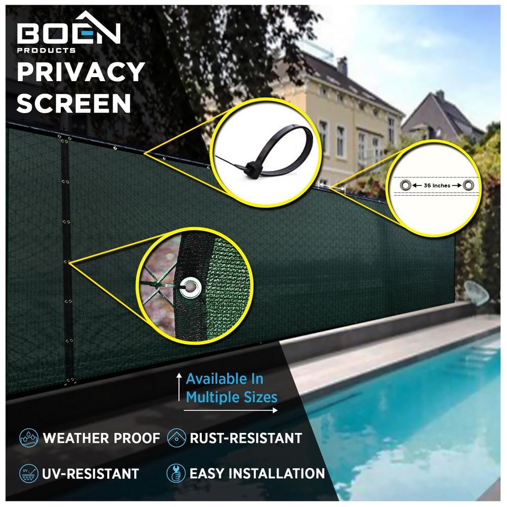 BOEN 6 ft X 15 ft Green Privacy Fence Screen Netting Mesh with Reinforced Grommet for Chain link Garden Fence