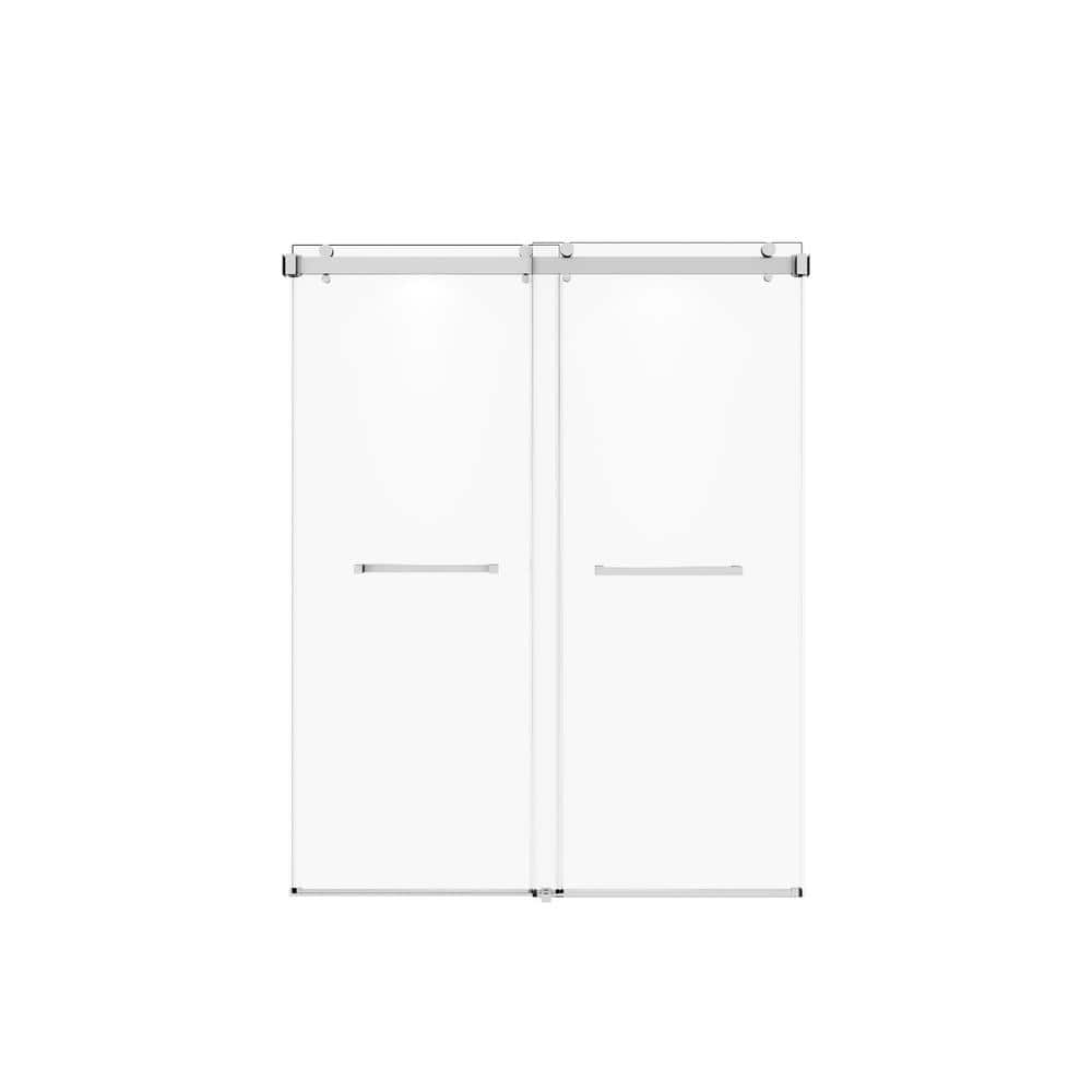 Boosicavelly Sliding Frameless Shower Door in Brushed Nickel Finish with Glass 60 in. W x 76 in. H