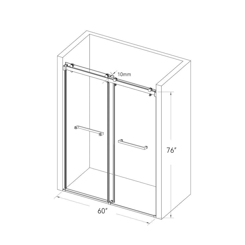 Boosicavelly Sliding Frameless Shower Door in Brushed Nickel Finish with Glass 60 in. W x 76 in. H