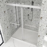 Boosicavelly 60 in. W x 76 in. H Double Sliding Frameless Shower Door in Brushed Nickel with Buffer