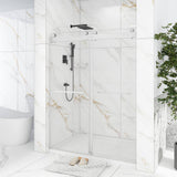 Boosicavelly 60 in. W x 76 in. H Double Sliding Frameless Shower Door in Brushed Nickel with Buffer