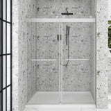 Boosicavelly 60 in. W x 76 in. H Double Sliding Frameless Shower Door in Brushed Nickel with Buffer