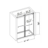Boosicavelly 60 in. W x 76 in. H Double Sliding Frameless Shower Door in Brushed Nickel with Buffer