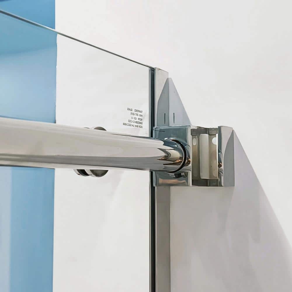 Boosicavelly Single Sliding Semi-Frameless Shower Door in Chrome Finish with Tempered Glass 60 in. W x 75 in. H
