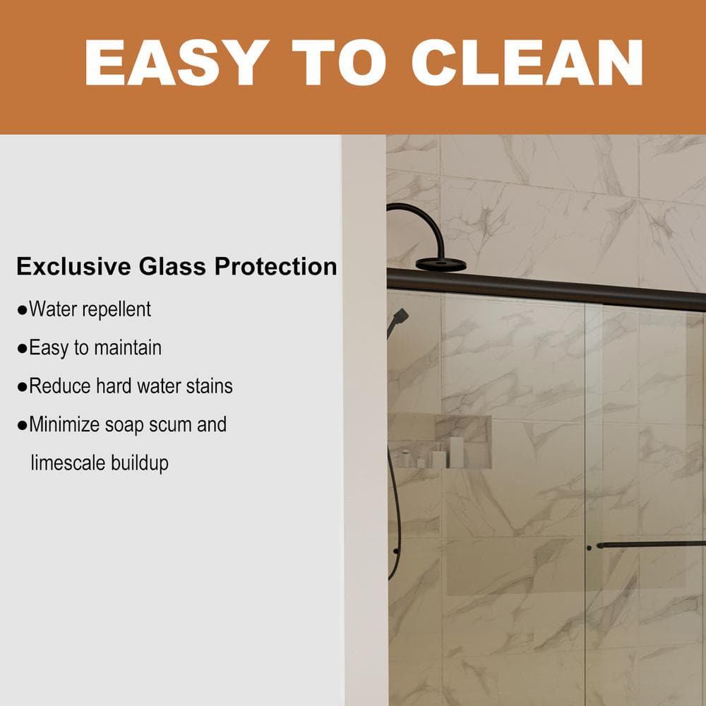 Boosicavelly 60 in. W x 70 in. H Sliding Framed Shower Door in Matte Black Finish with Tempered Glass