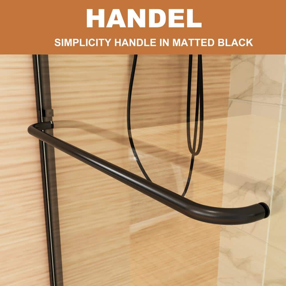 Boosicavelly 60 in. W x 70 in. H Sliding Framed Shower Door in Matte Black Finish with Tempered Glass