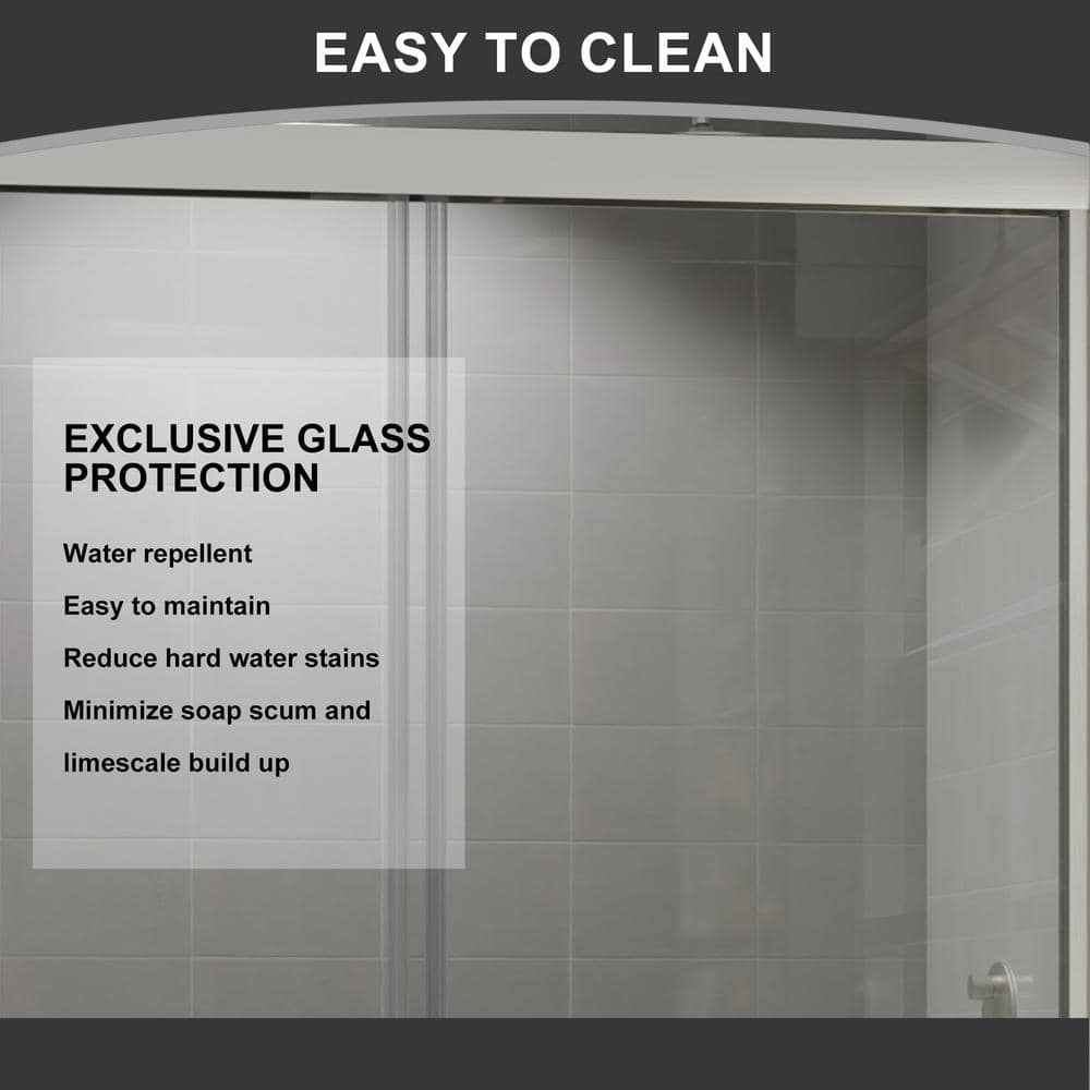 Boosicavelly 60 in. W x 72 in. H Sliding Framed Shower Door in Brushed Nickel Finish with Tempered Glass