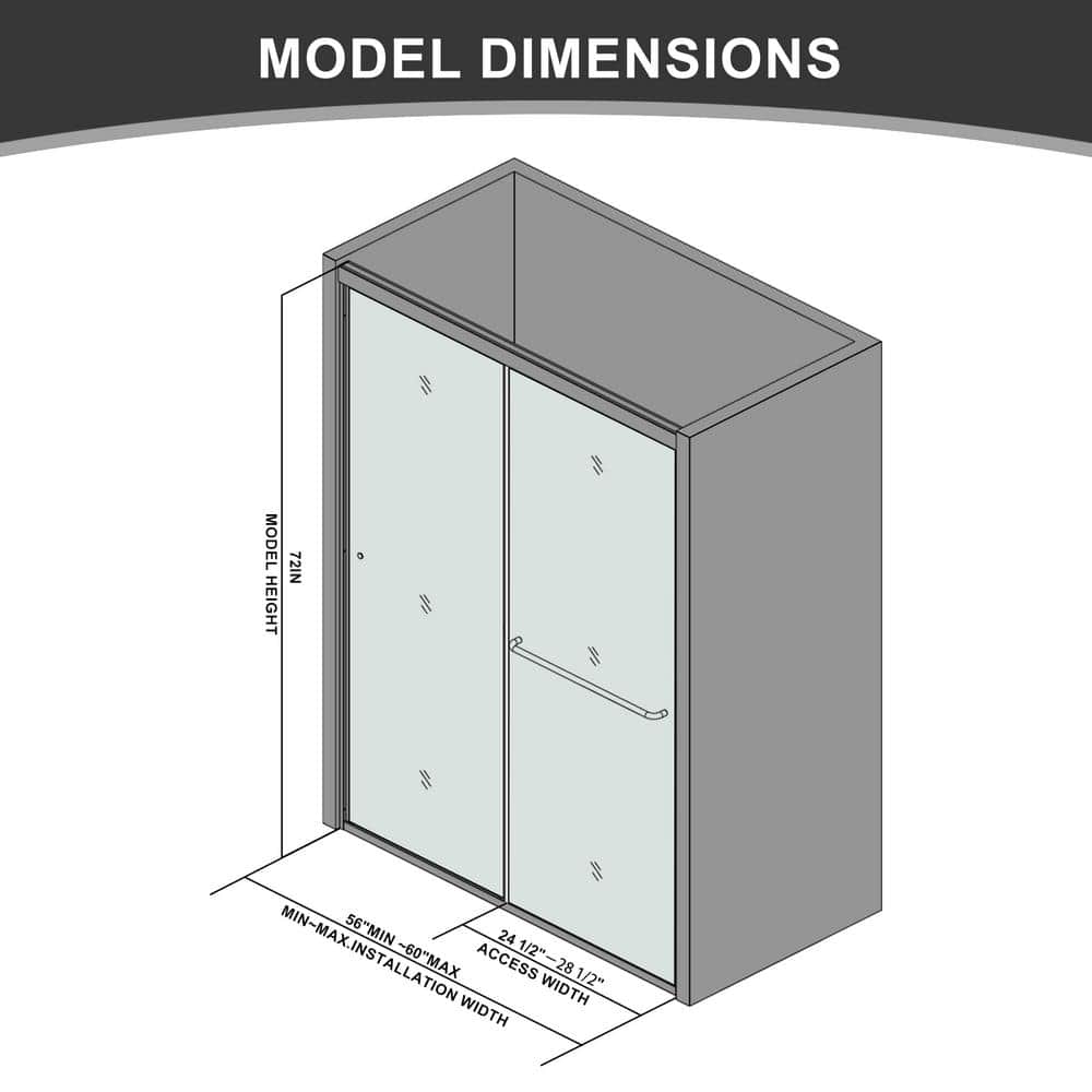 Boosicavelly 60 in. W x 72 in. H Sliding Framed Shower Door in Brushed Nickel Finish with Tempered Glass