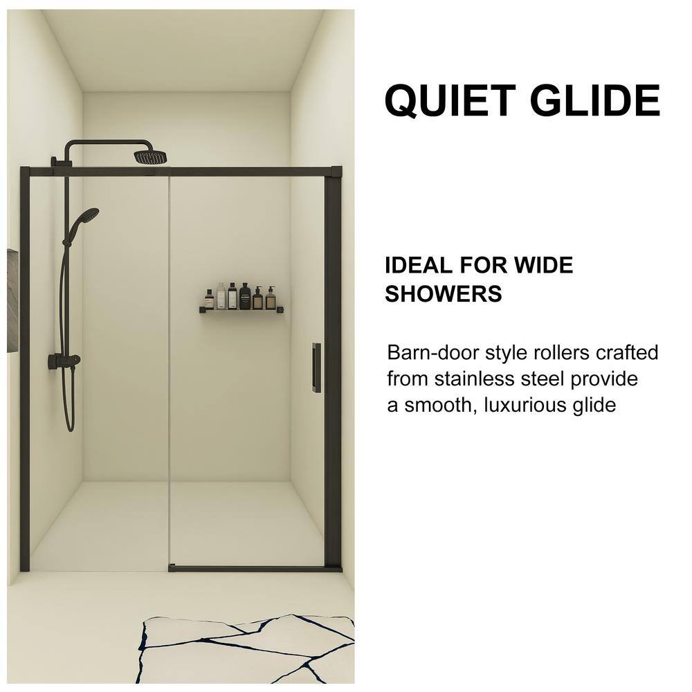 Boosicavelly 60 in. W x 74 in. H Single Sliding Framed Shower Door in Matte Black Finish with Clear Tempered Glass