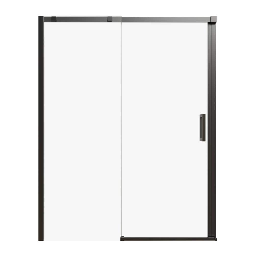 Boosicavelly 60 in. W x 74 in. H Single Sliding Framed Shower Door in Matte Black Finish with Clear Tempered Glass