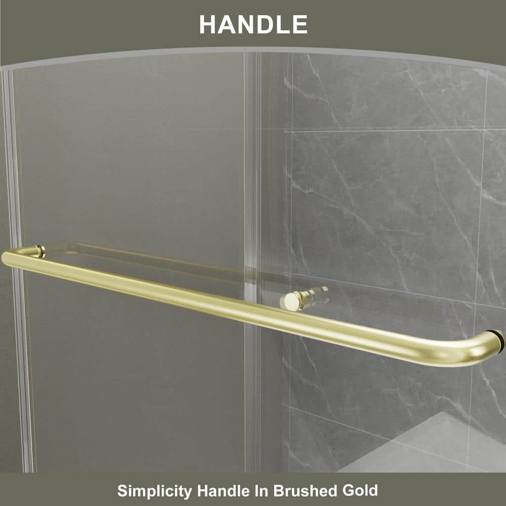 Boosicavelly 60 in. W x 72 in. H Sliding Framed Shower Door in Brushed Gold Finish with Tempered Glass