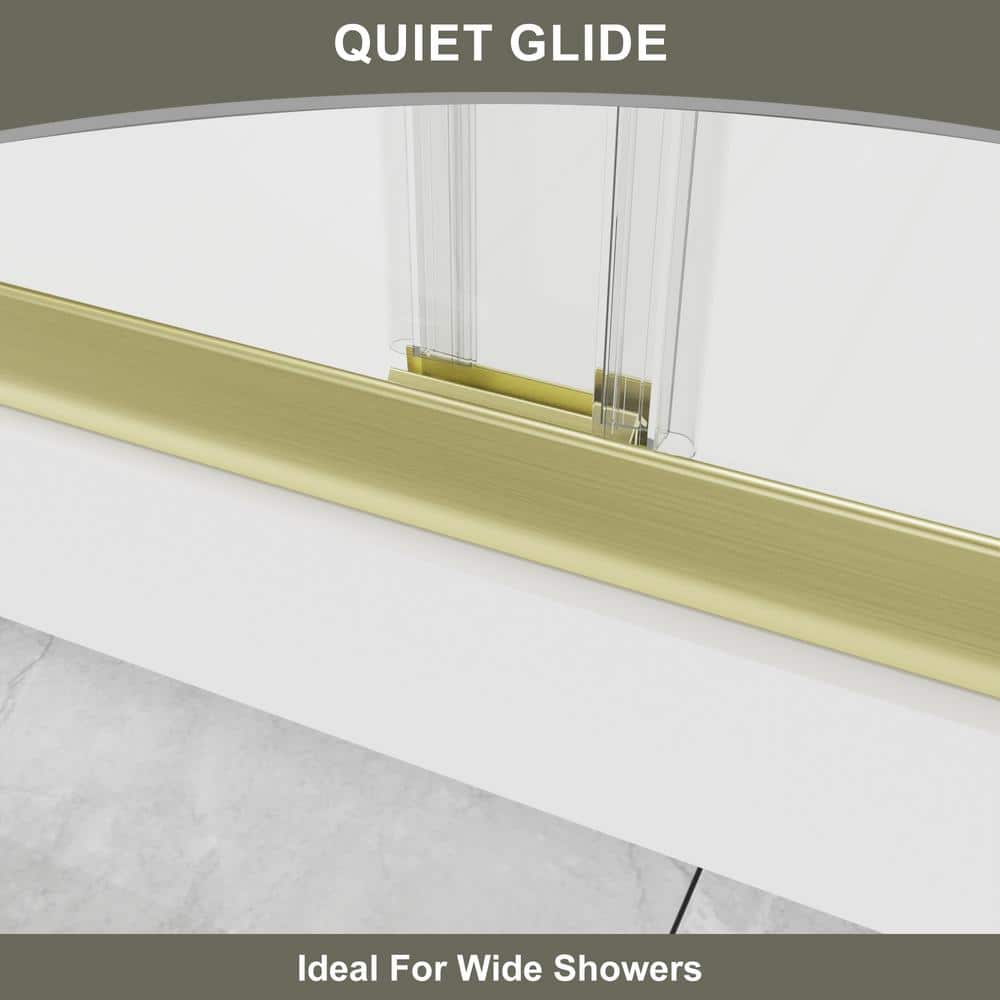 Boosicavelly 60 in. W x 72 in. H Sliding Framed Shower Door in Brushed Gold Finish with Tempered Glass