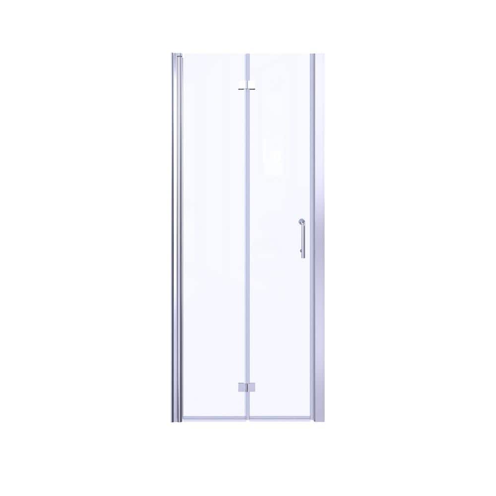 Boosicavelly 30 in. W x 72 in. H Bifold Semi-Frameless Shower Door in Chrome Finish with Clear Glass