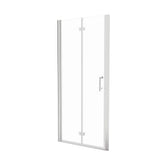 Boosicavelly 32 in. W x 72 in. H Bifold Semi-Frameless Shower Door in Brushed Nickel Finish with Clear Glass