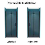 Boosicavelly 32 in. W x 72 in. H Bifold Semi-Frameless Shower Door in Matte Black Finish with Clear Glass