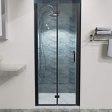 Boosicavelly 32 in. W x 72 in. H Bifold Semi-Frameless Shower Door in Matte Black Finish with Clear Glass