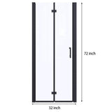 Boosicavelly 32 in. W x 72 in. H Bifold Semi-Frameless Shower Door in Matte Black Finish with Clear Glass