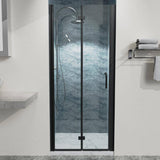 Boosicavelly 32 in. W x 72 in. H Bifold Semi-Frameless Shower Door in Matte Black Finish with Clear Glass