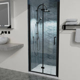 Boosicavelly 34 in. W x 72 in. H Bifold Semi-Frameless Shower Door in Matte Black Finish with Clear Glass