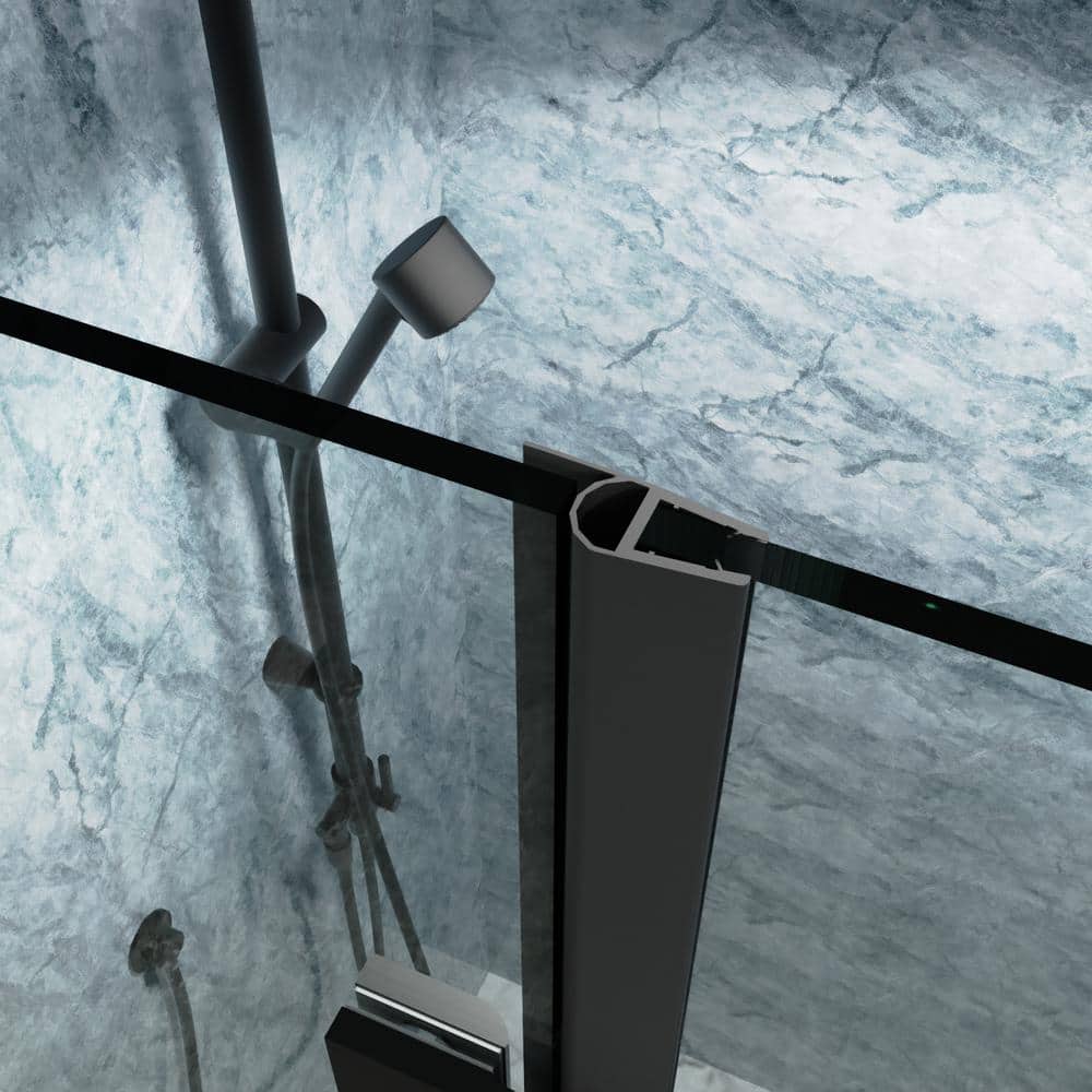 Boosicavelly 34 in. W x 72 in. H Bifold Semi-Frameless Shower Door in Matte Black Finish with Clear Glass