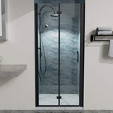 Boosicavelly 34 in. W x 72 in. H Bifold Semi-Frameless Shower Door in Matte Black Finish with Clear Glass