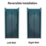 Boosicavelly 34 in. W x 72 in. H Bifold Semi-Frameless Shower Door in Matte Black Finish with Clear Glass