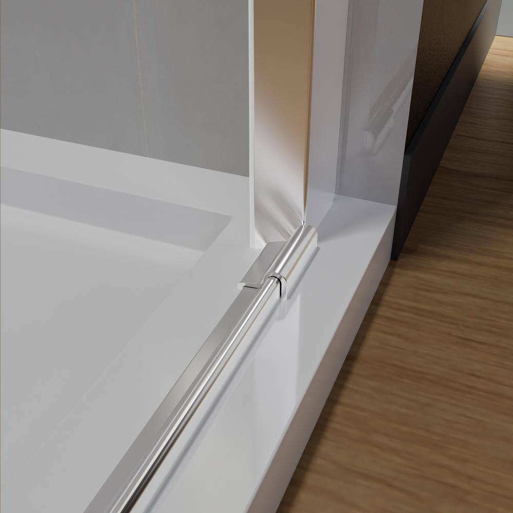 Boosicavelly 34 in. W x 72 in. H Bifold Semi-Frameless Shower Door in Silver Finish with Clear Glass