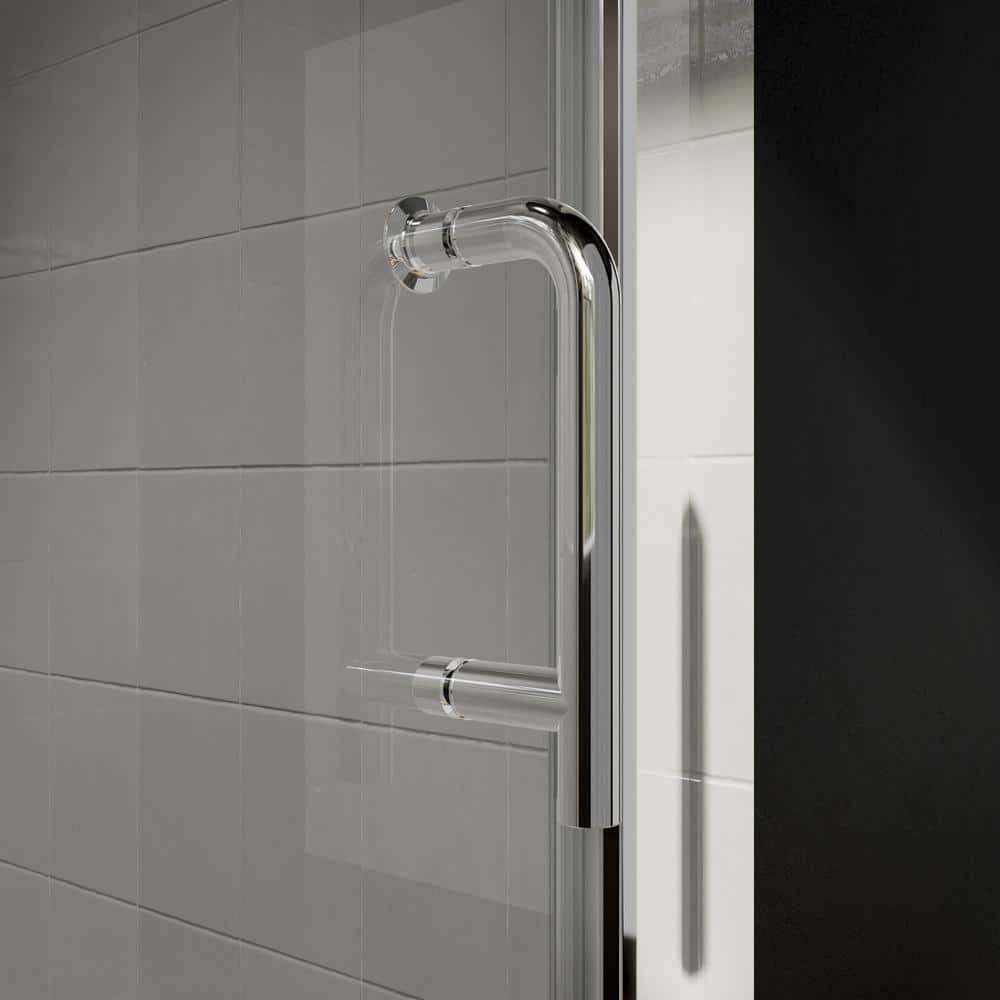 Boosicavelly 34 in. W x 72 in. H Bifold Semi-Frameless Shower Door in Silver Finish with Clear Glass